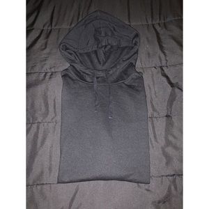 Black sweatshirt (flash makes it look grey)